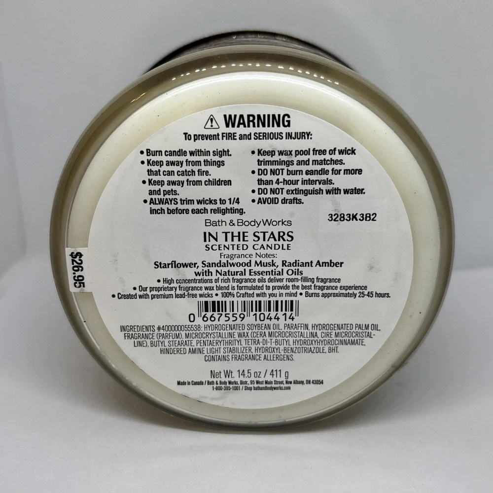 BATH & BODY WORKS IN THE STARS CANDLE 3-WICK LARGE SCENTED 14.5 OZ NEW GOLD